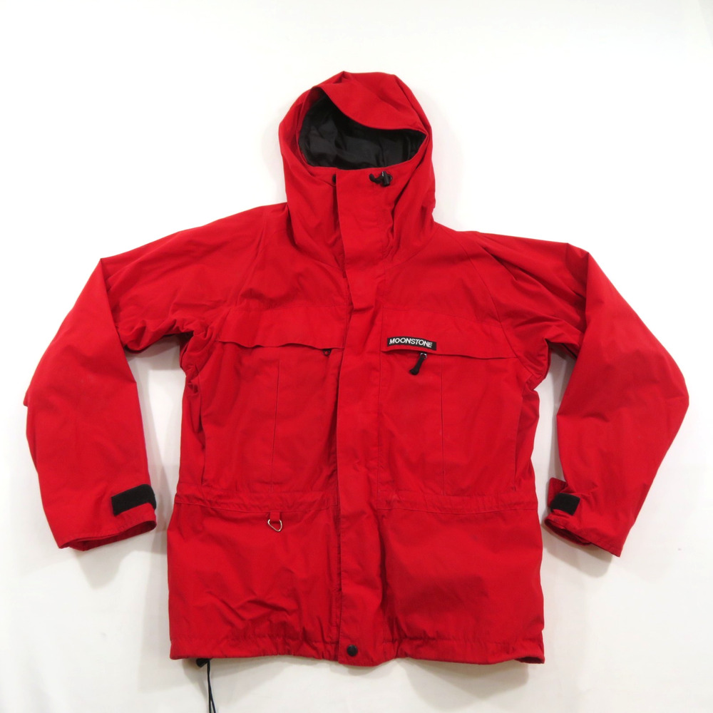 Moonstone Gortex Jacket Hooded Red Black Lightweight Lined Sz M